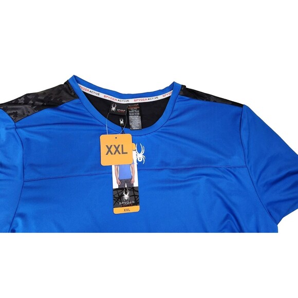 SPYDER Active Blue Black Short Sleeve Shirt Moisture Wicking Sz XXL, NWT - Picture 7 of 7